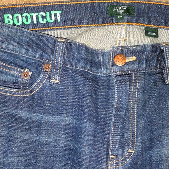 J. Crew Men's Stretch Bootcut Blue Jeans Size 32R Like New Condition - Picture 4 of 7